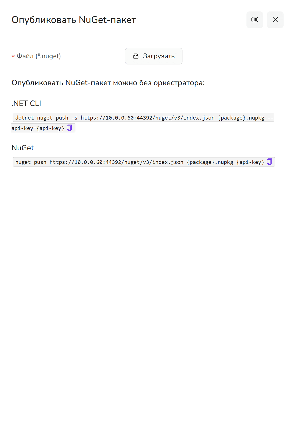 Форма публикации NuGet-пакета